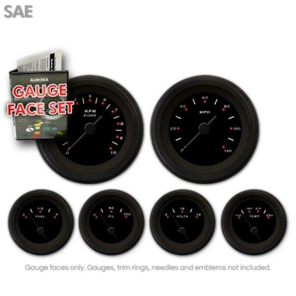 GARFE51 Gauge Face Set - SAE Pegged Black, Aurora Instruments, Mfr#: 9143